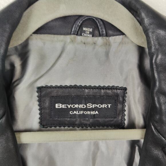 Vintage 90s Beyond Sport California Leather Jacket Womens Small Black Button Up - Picture 7 of 10